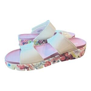 Alegria PG Lite Wedge Patent Leather  Slide Sandals Women's 40 / 9 White Floral